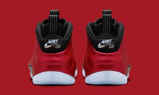 Speculative mock-up of the Nike SB Air Foamposite One in a "Team Red/Black" color scheme, expected to release Spring 2027.