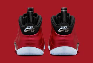 Speculative mock-up of the Nike SB Air Foamposite One in a "Team Red/Black" color scheme, expected to release Spring 2027.