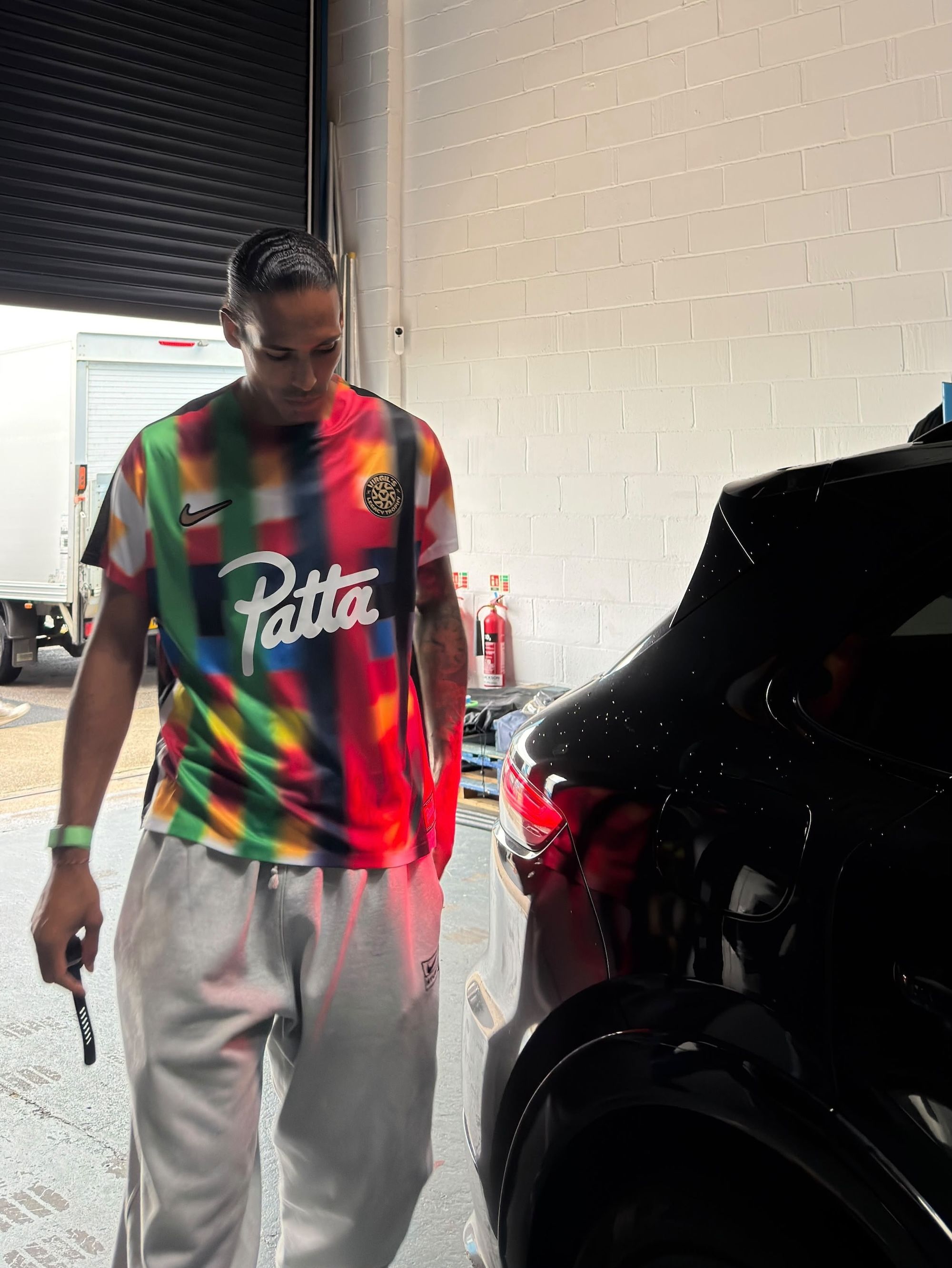 The Netherlands & Liverpool FC captain Virgil van Dijk wearing Patta's one-off Nike jersey design for the 2026 Virgil's Legacy Trophy tournament participants.