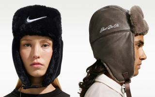 Nike Fly Leather Trapper Caps in "Black" & "Ironstone/Brown" Colorways.