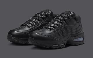 Nike Air Max 95 Leather in a "Triple-Black" makeover.
