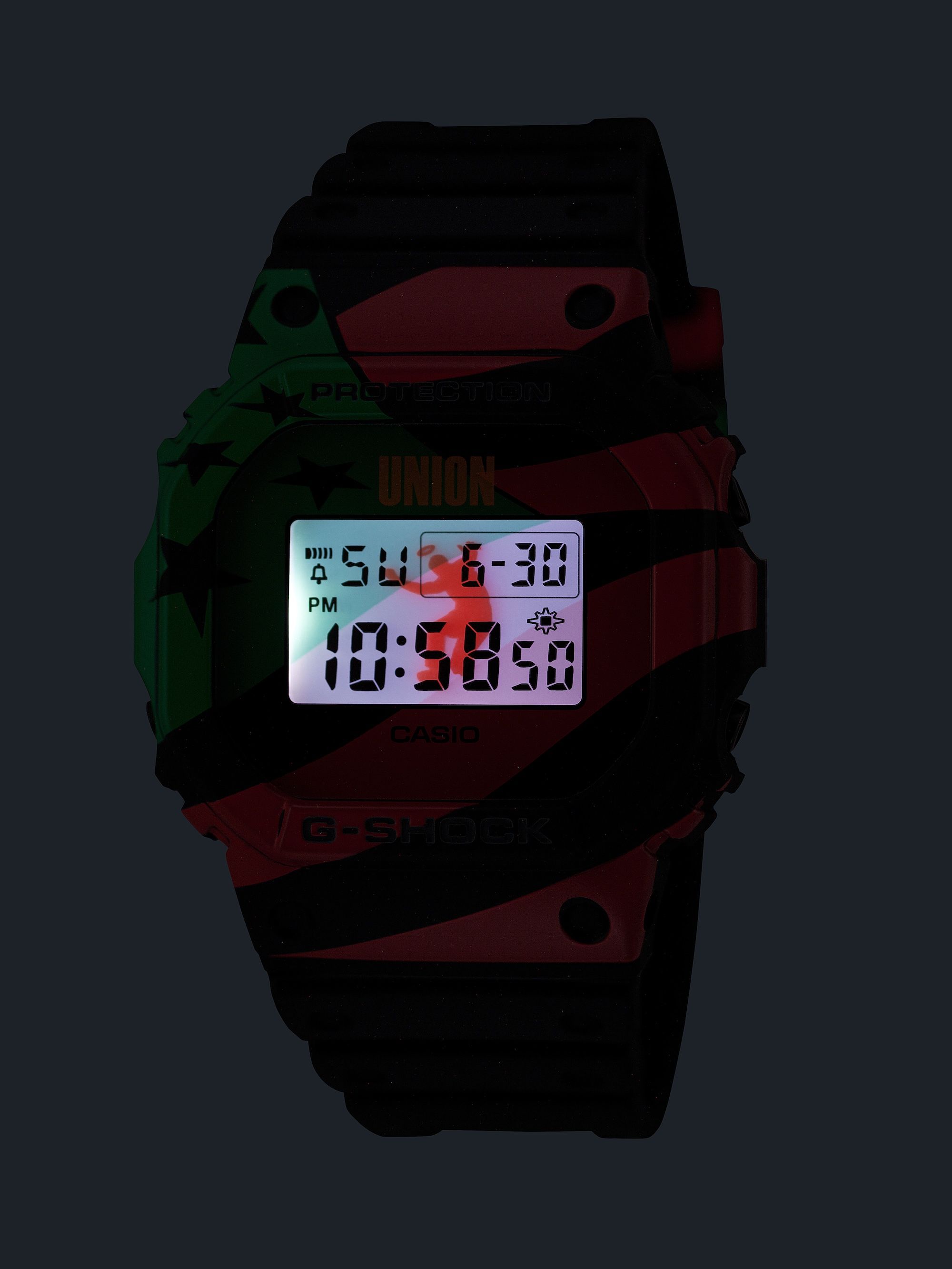 UNION x Casio G-SHOCK DW-5600RBG. Photo via Casio.