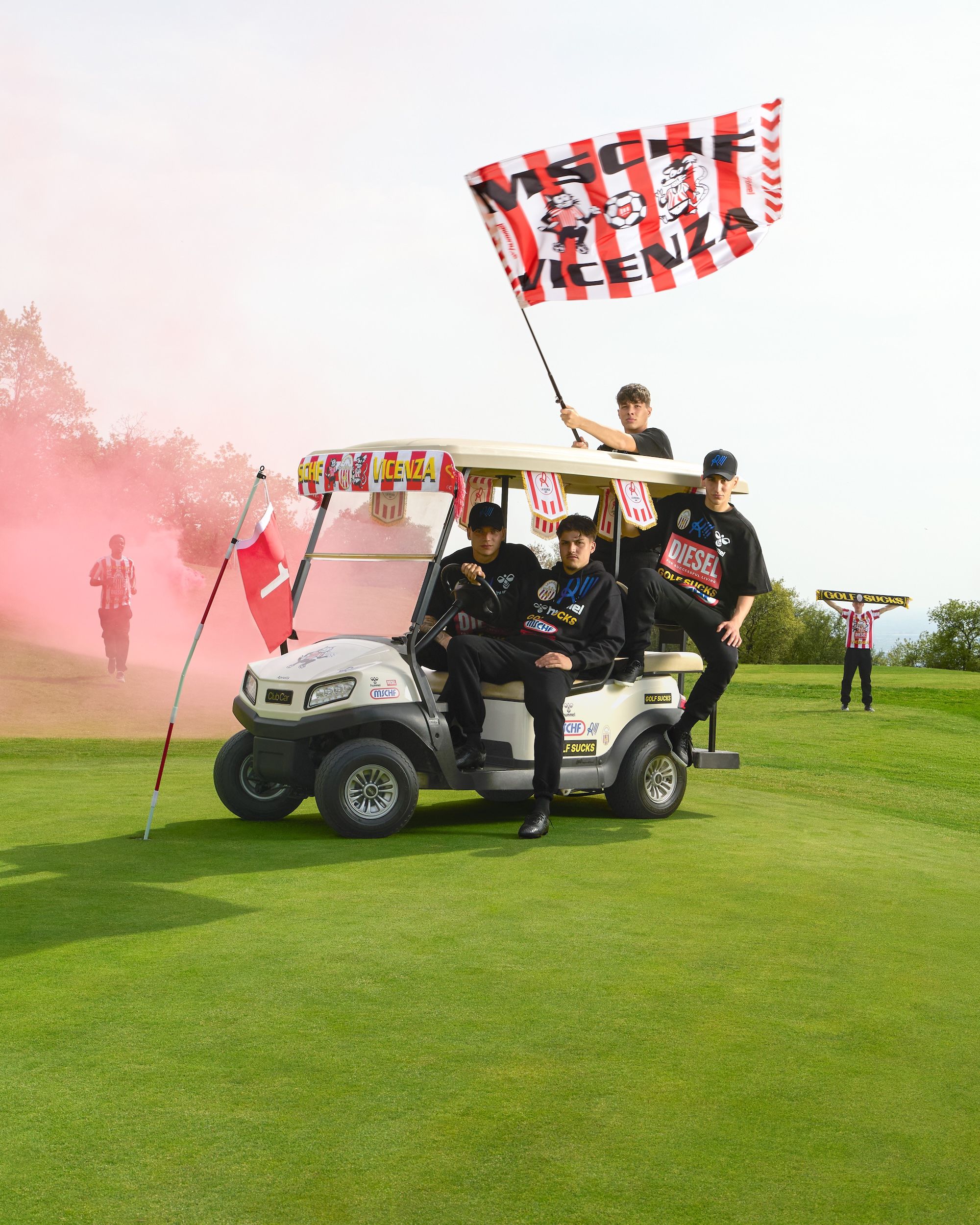 "Golf Sucks." Campaign by MSCHF for LR Vicenza & hummel. Photo via MSCHF.