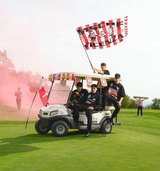 "Golf Sucks." Campaign by MSCHF for LR Vicenza & hummel. Photo via MSCHF.