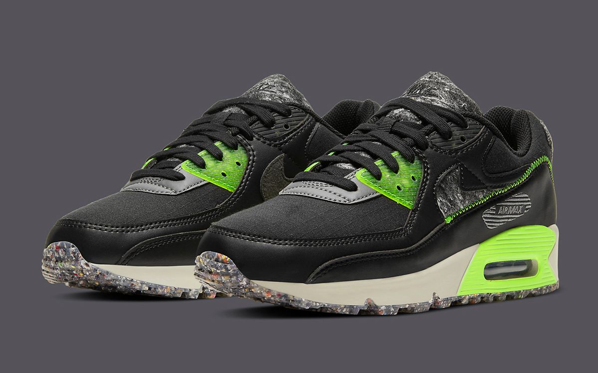 Recycled Wool Reappears on the Air Max 90 Black Electric Green