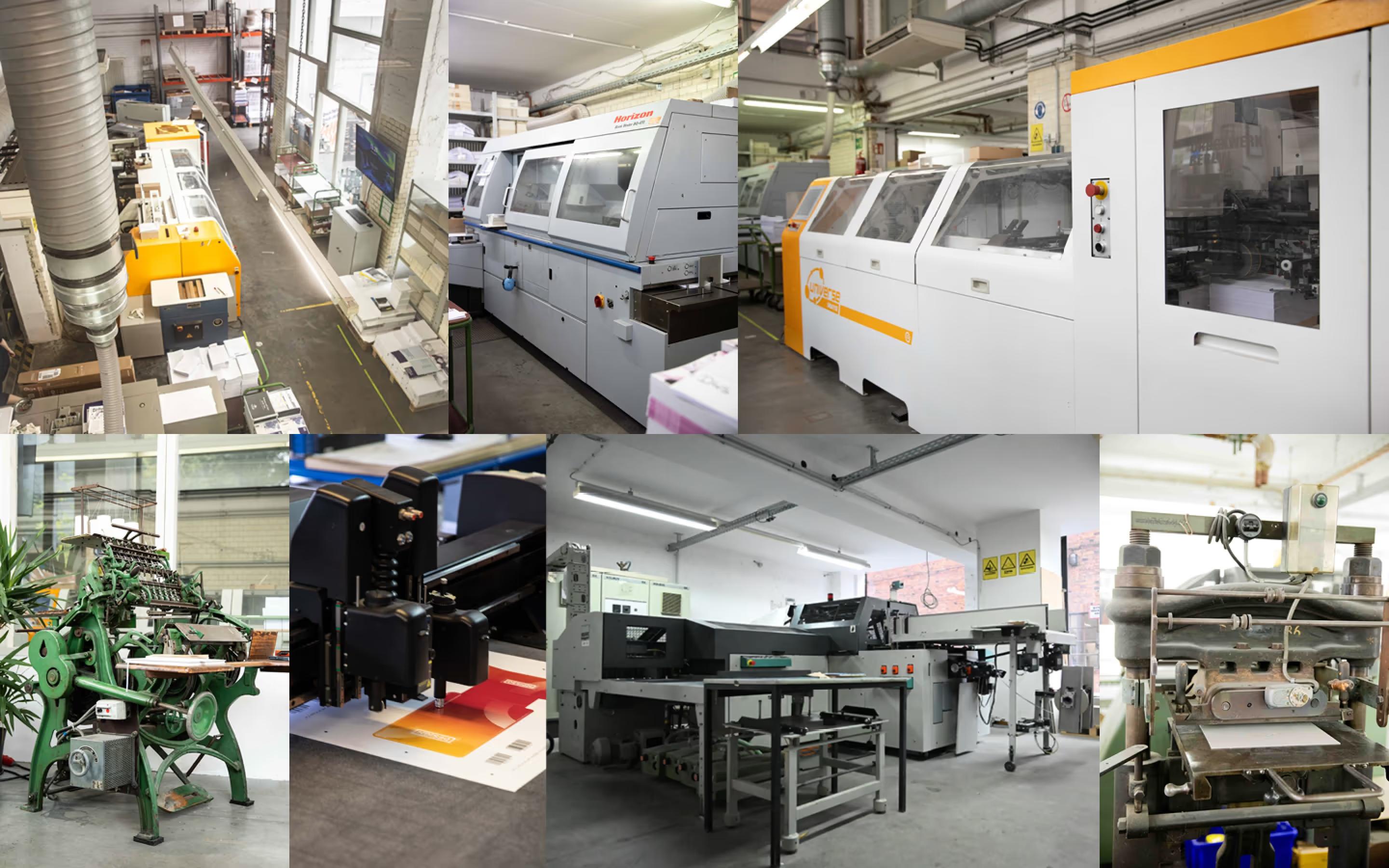 Bildcollage der Druckmaschinen bei Druckwerk Berlin