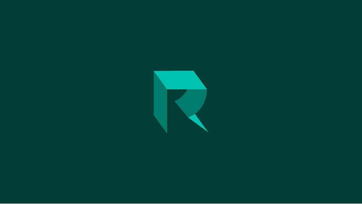 A faceted R monogram logo, designed by BEND Creative