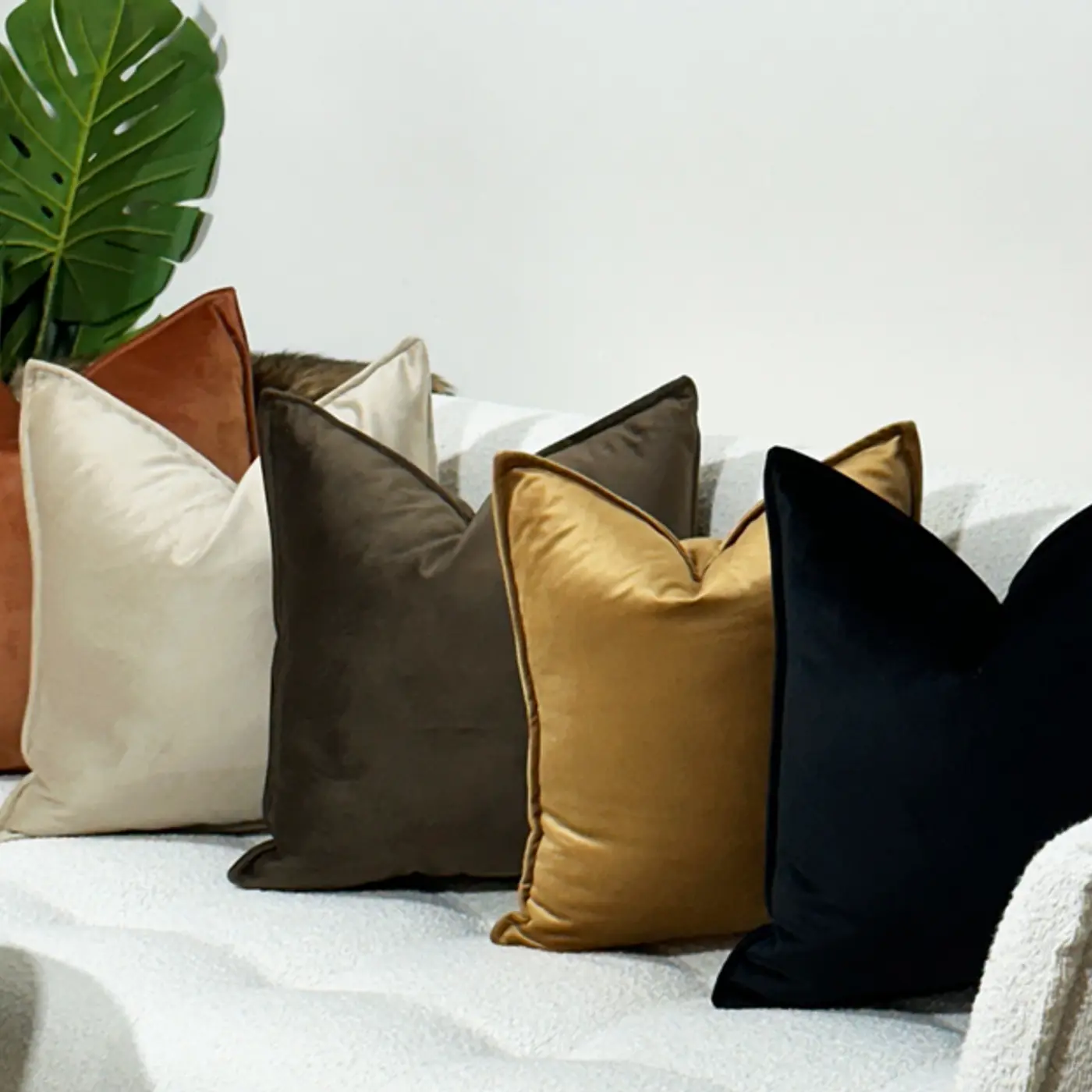 Coussin Carré Velours - Taupe