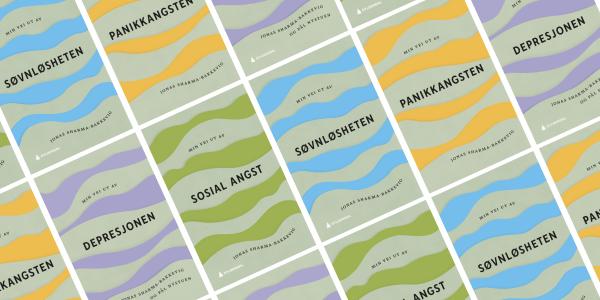 Bilde av forsidene i serien "Min vei ut av -", skrevet av Jonas Sharma-Bakkevig