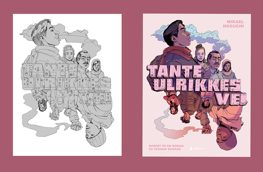 Bilde som viser to versjoner av forsiden av boka Tante Ulrikkes vei