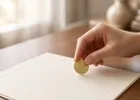 Close-up of hands placing a seal on a formal document at a notary's desk.