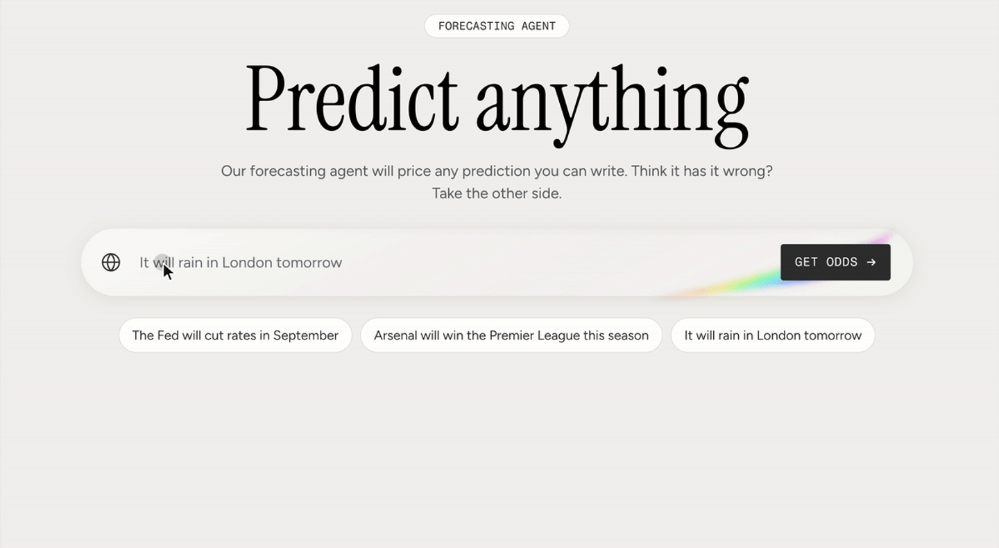 animation of a prediction being typed in predict anything