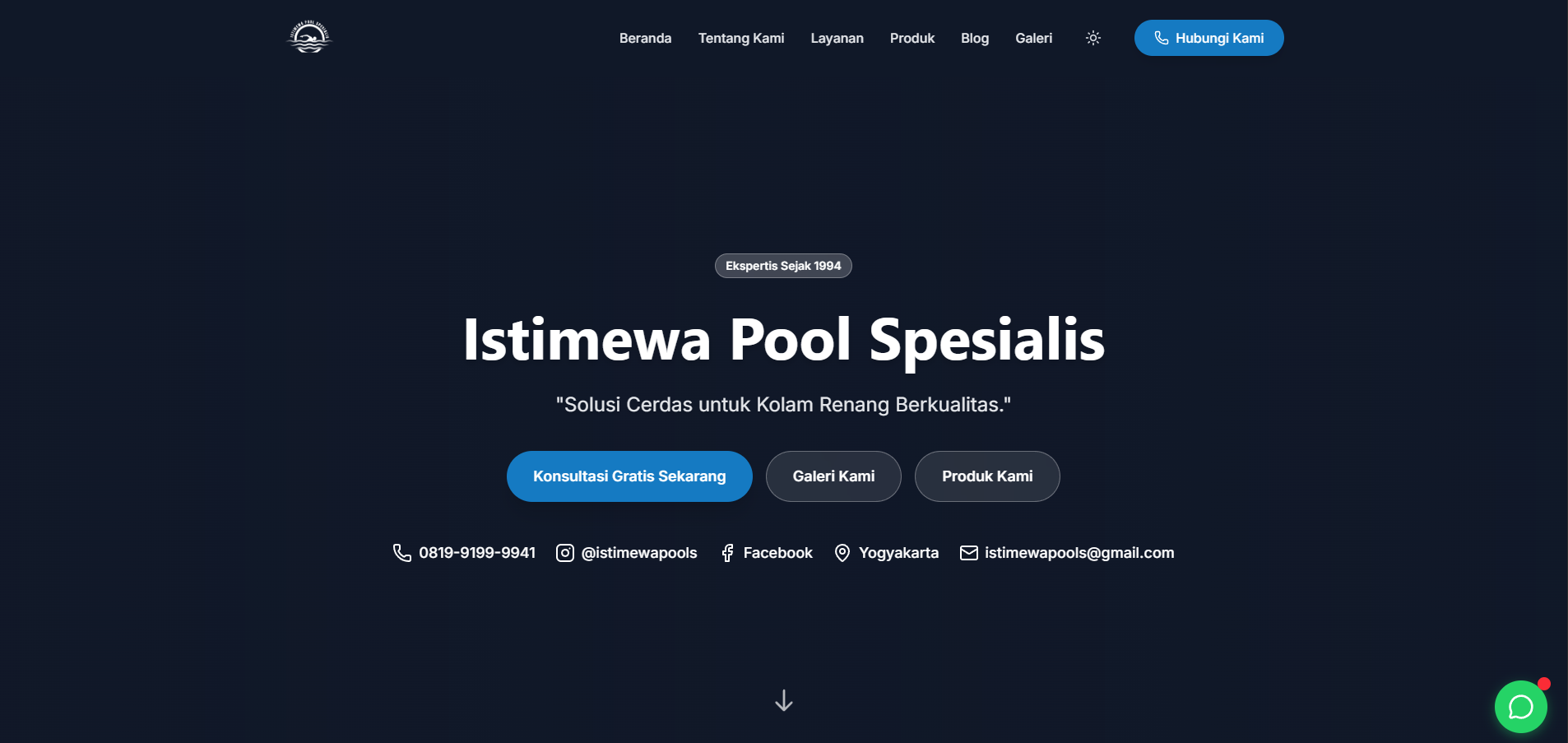 Perancangan Website Landing Page Istimewa Pools