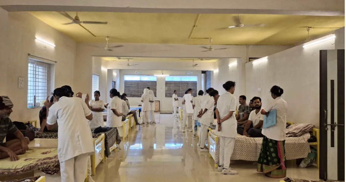 A calm healing garden at Bharosa De-Addiction & Rehabilitation Centre