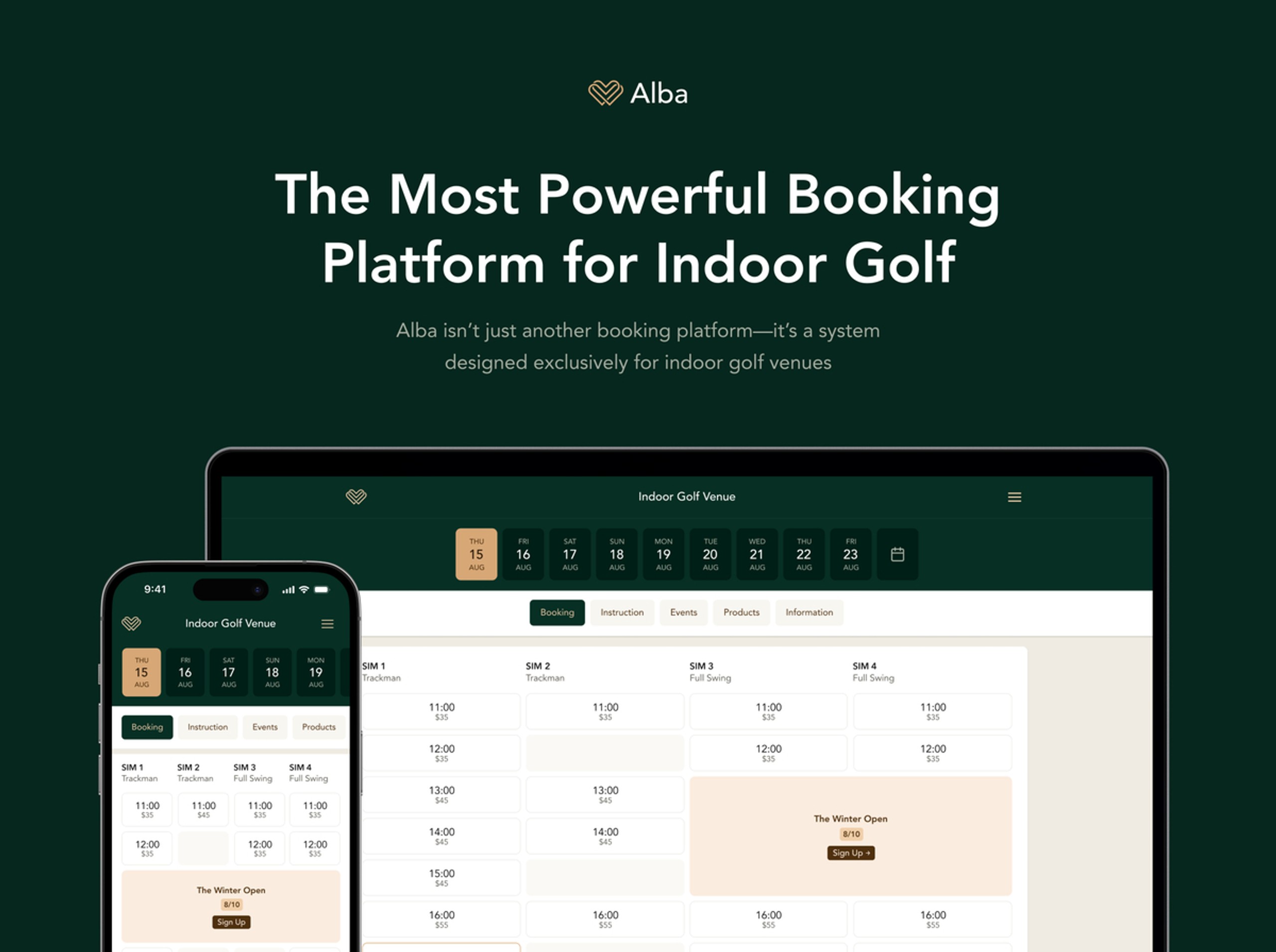 Alba booking software for indoor golf