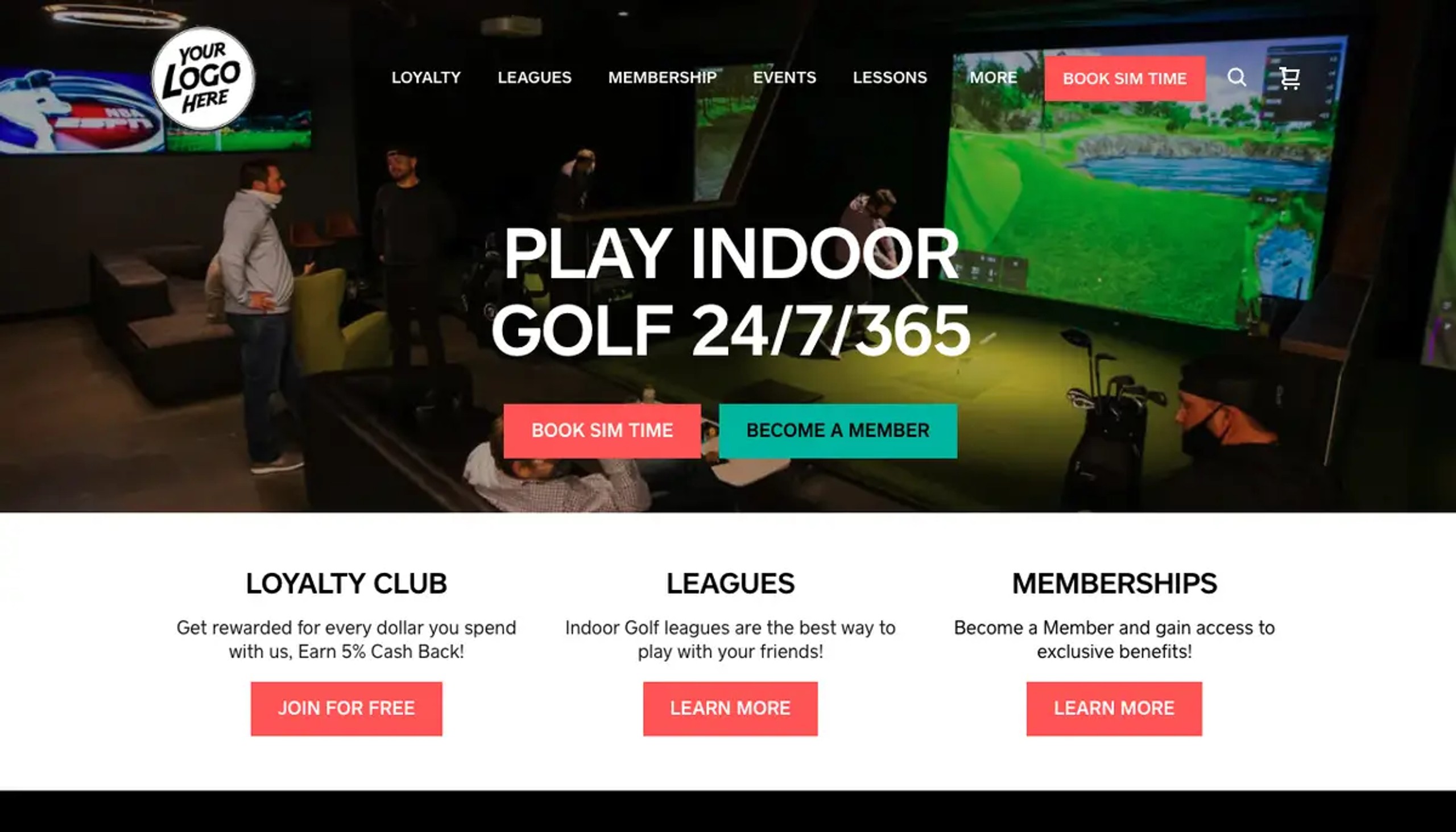 Birrdi Golf website builder template
