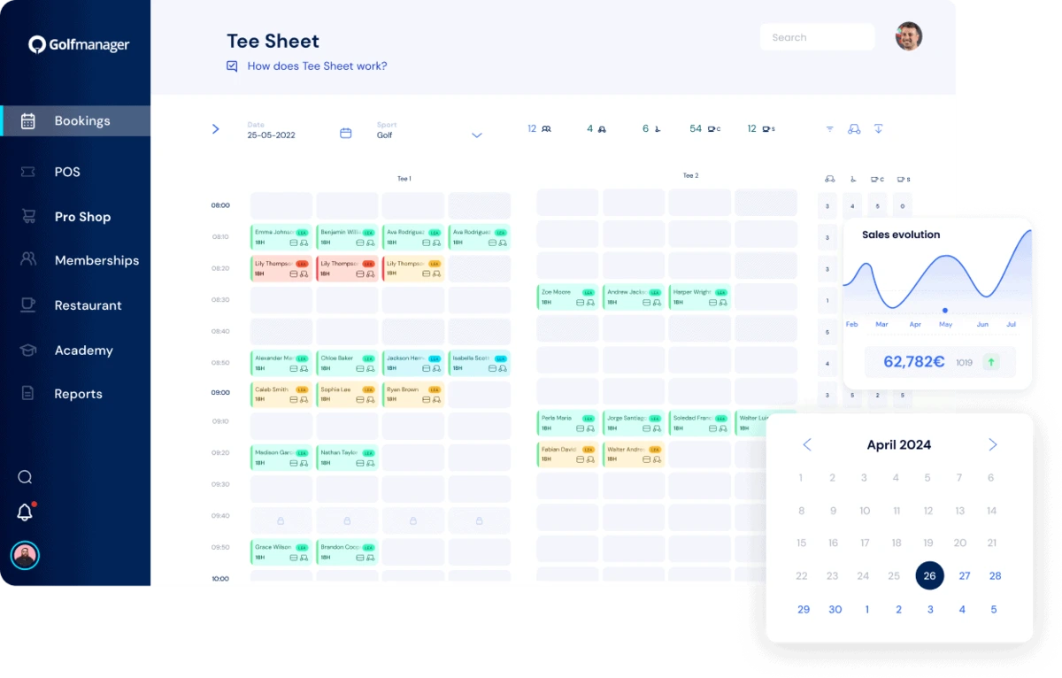 Golfmanager online tee sheet