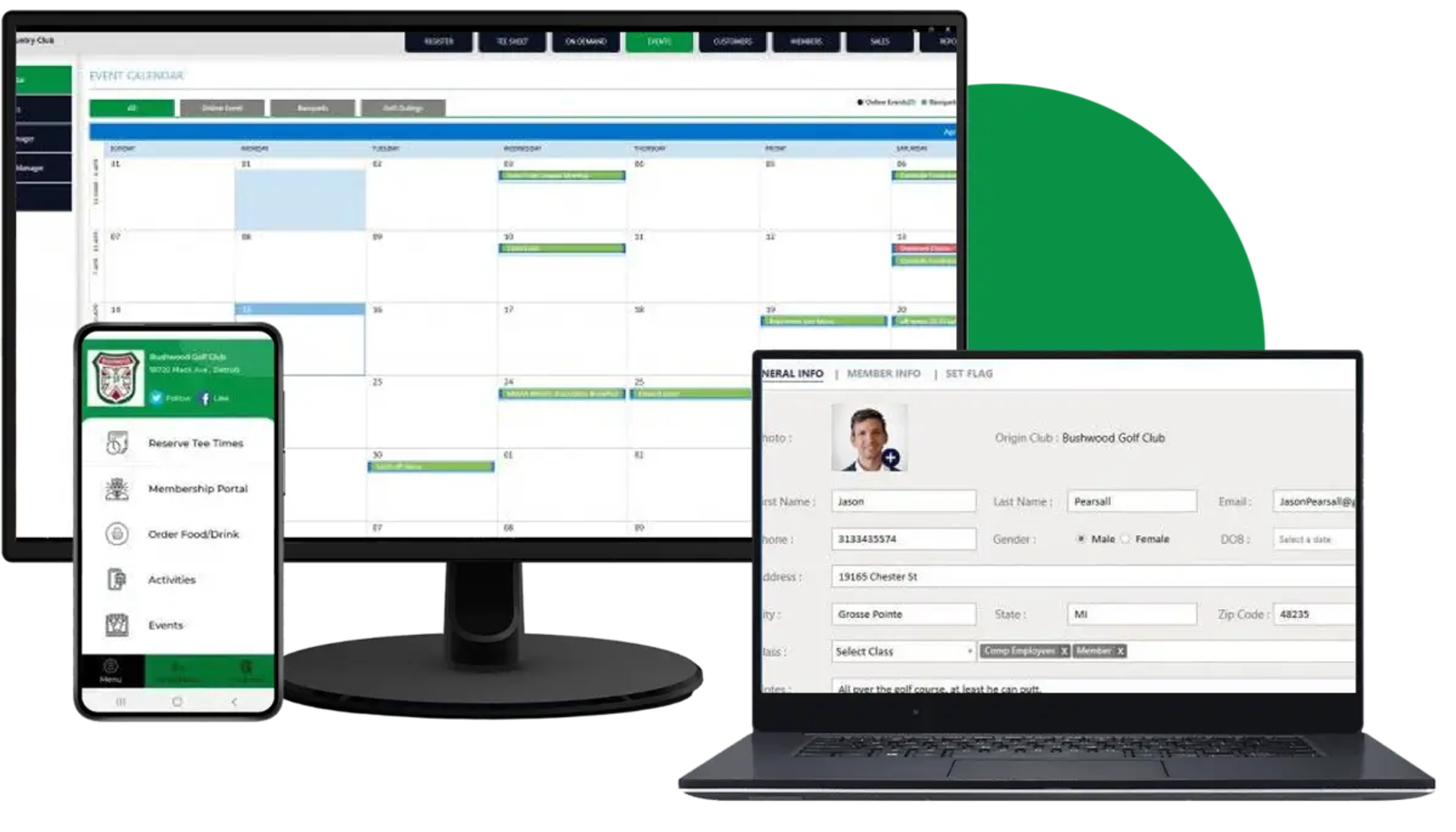 Club Caddie booking interface