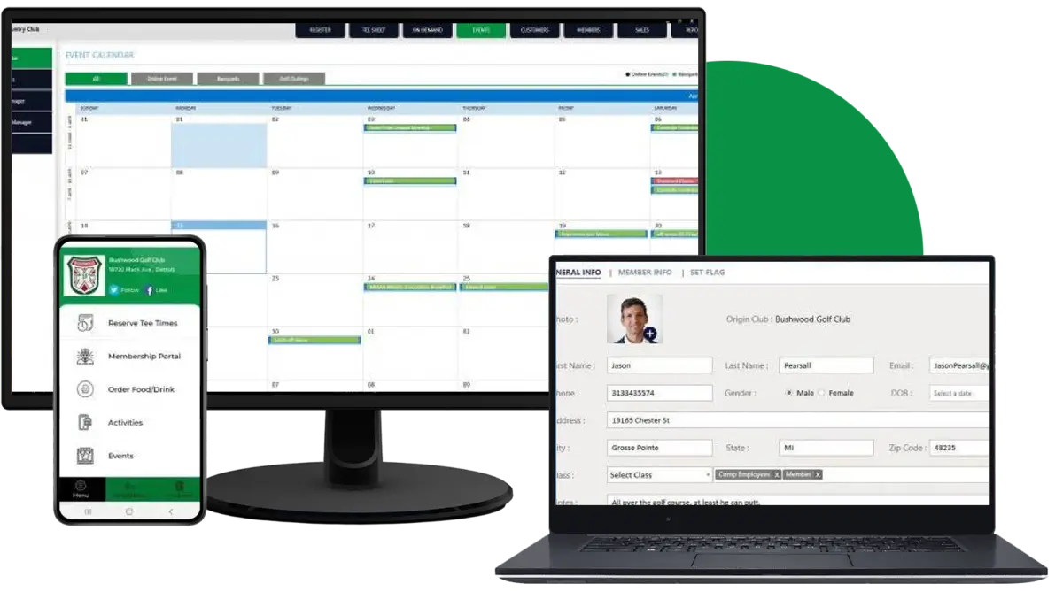 Club Caddie booking interface
