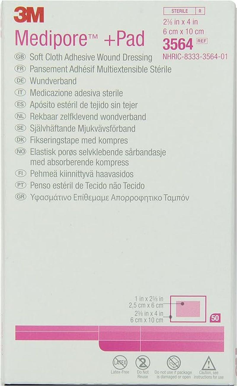 3M Medipore +Pad Soft Cloth Adhesive Dressing