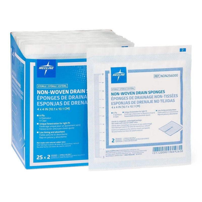 Medline Sterile Nonwoven Gauze Drain Sponge