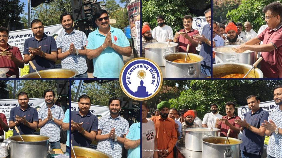 मोहाली के Labour Chowk, Phase 2 में लंगर सेवा करते Self Awakening Mission के volunteers
