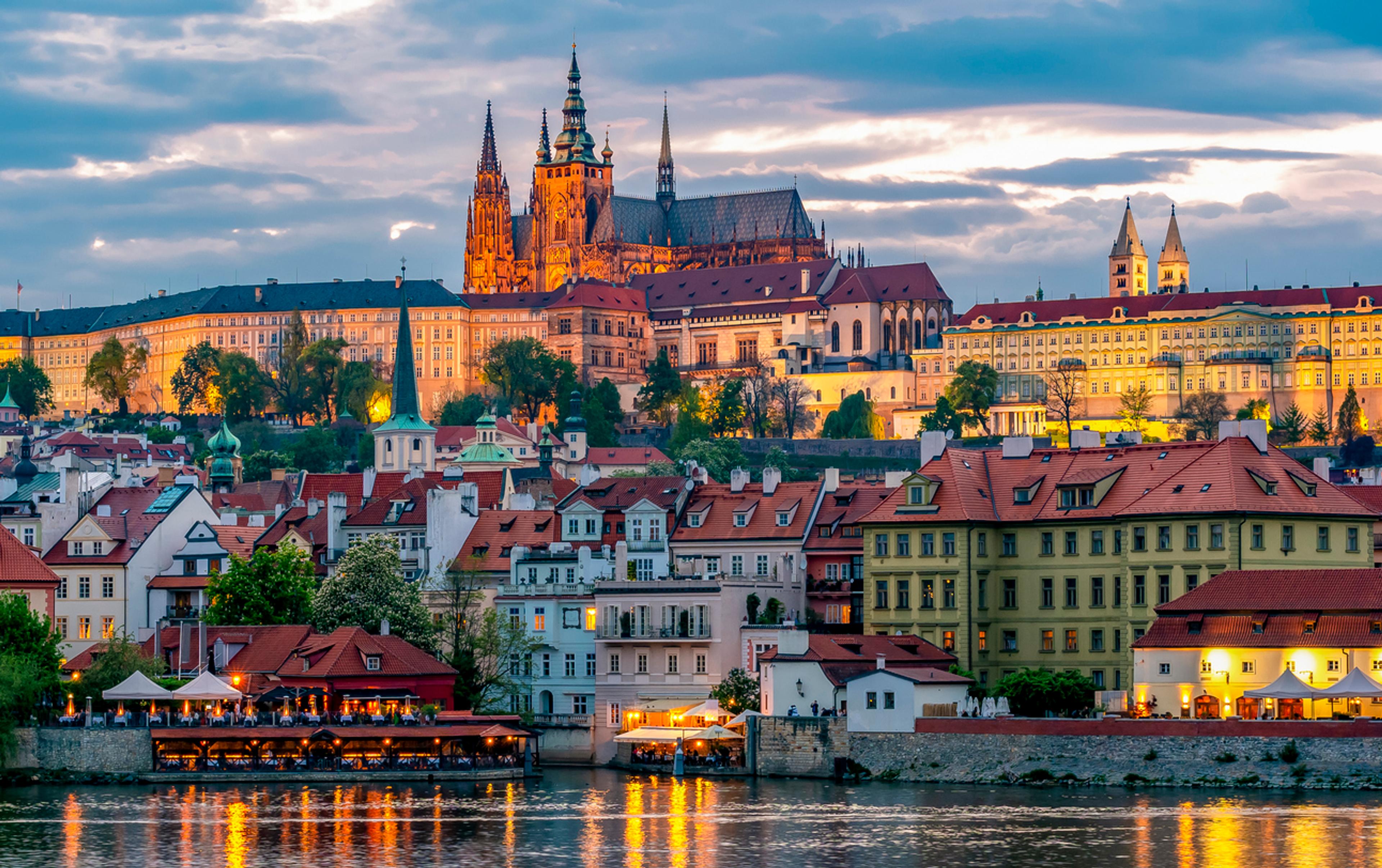 St Vitus Cathedral at dusk in Prague Czechia