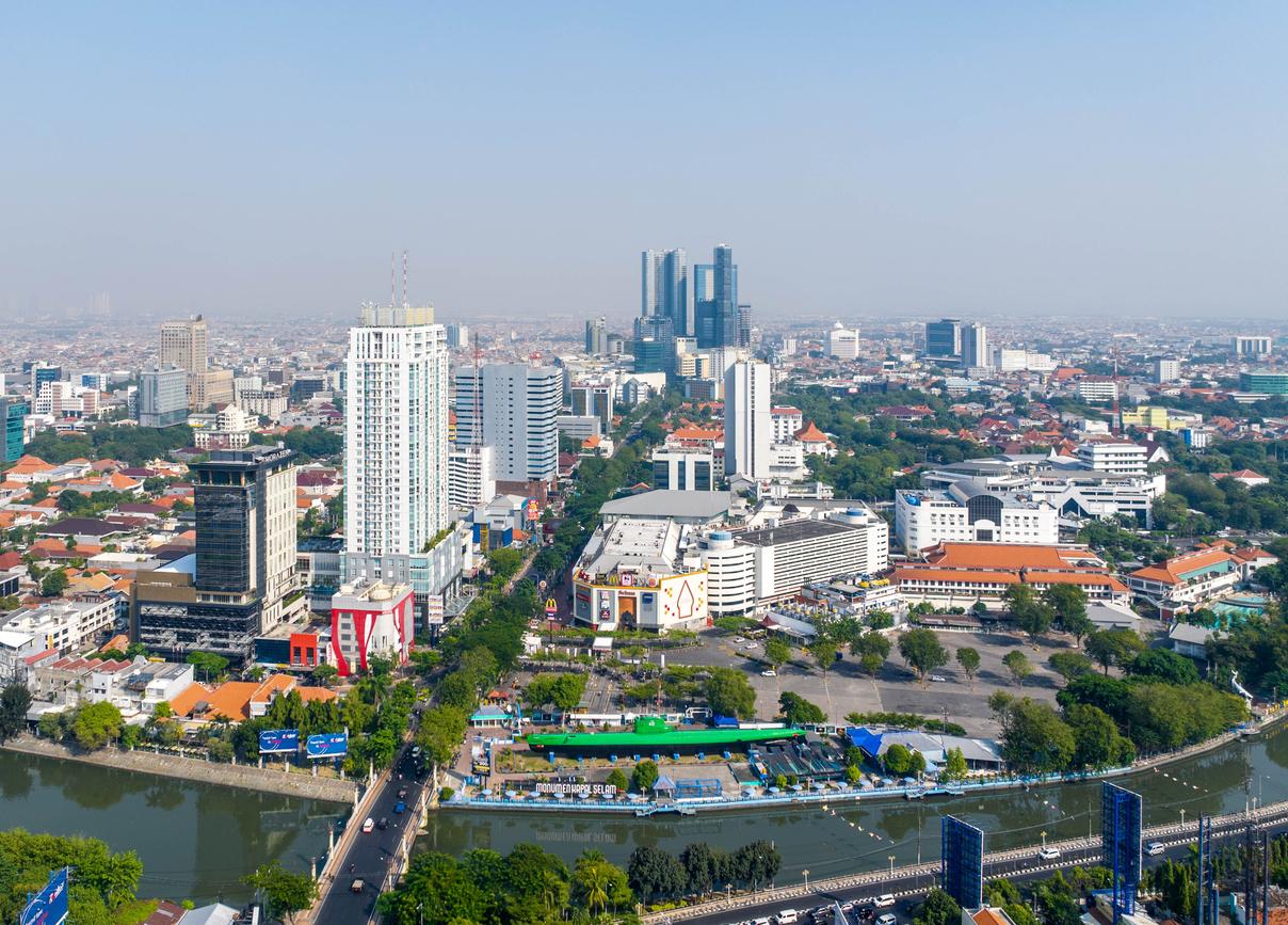Aerial view of Surabaya Indonesia’s skyline