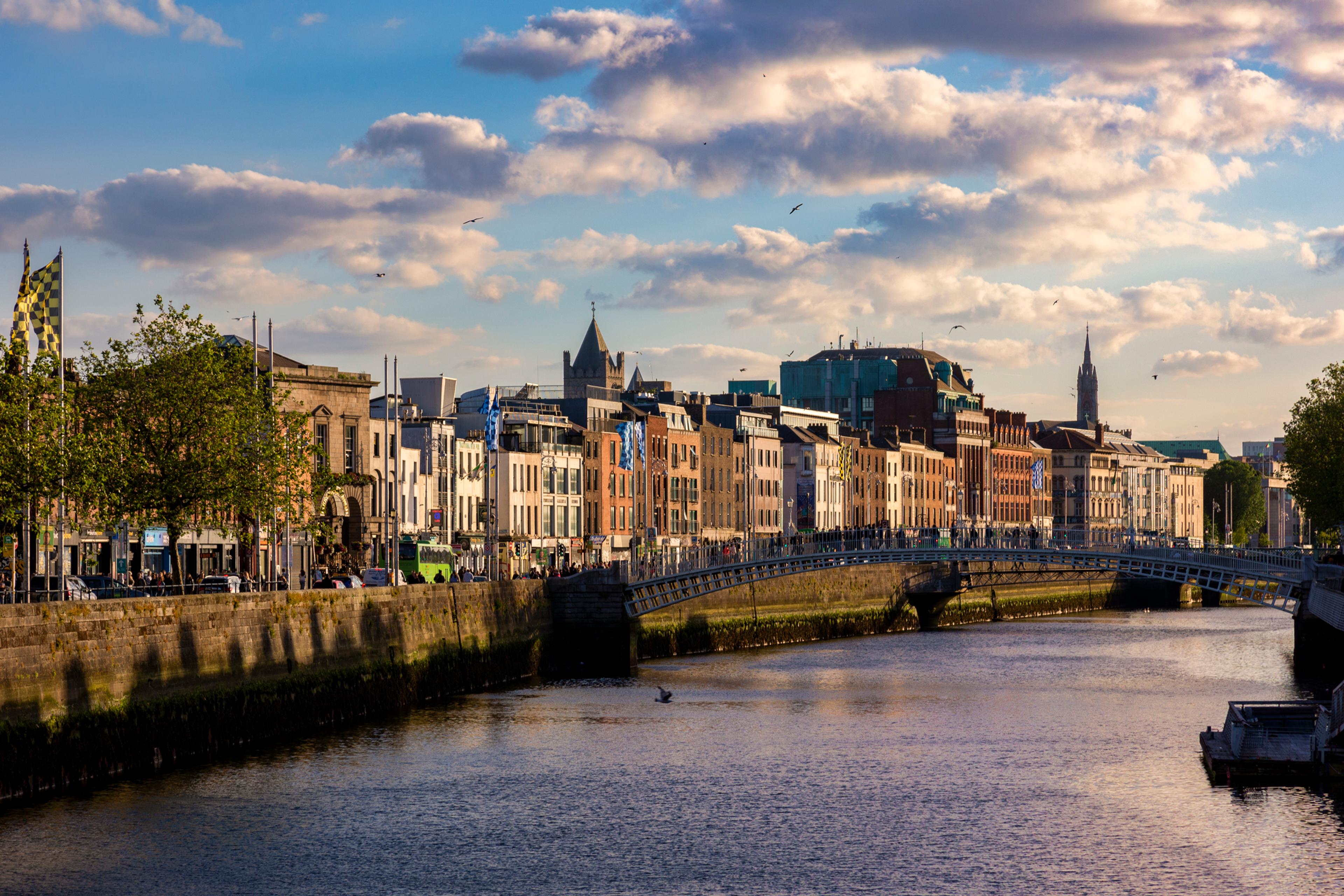 Ha’penny Bridge over the River Liffey in Dublin Ireland