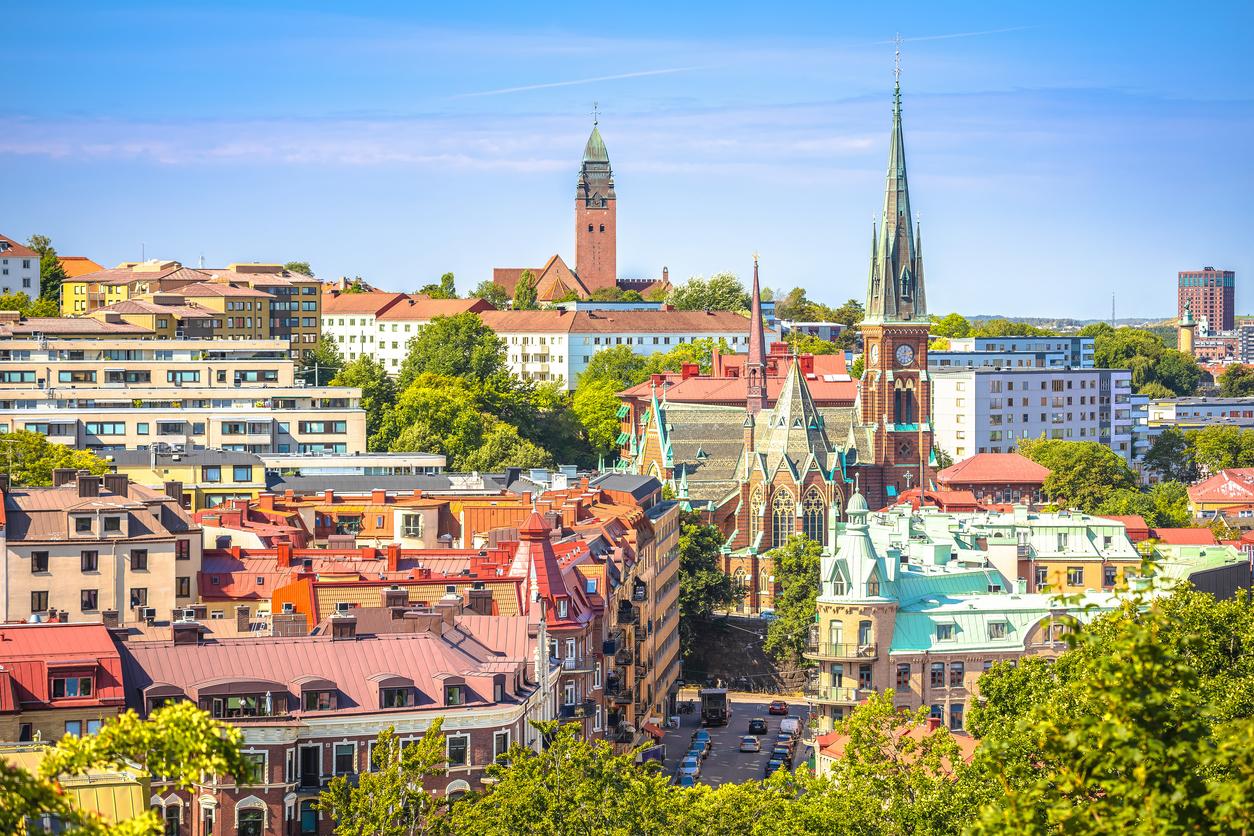 Oscar Fredrik Church and historic Gothenburg, Sweden