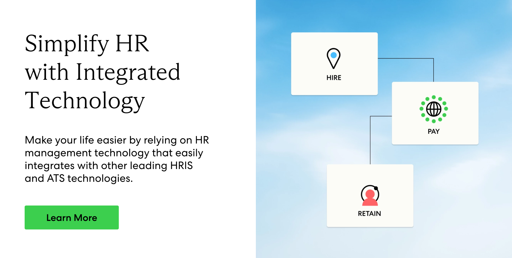 Make your life easier by relying on HR management technology that easily integrates with other leading HRIS and ATS technologies.