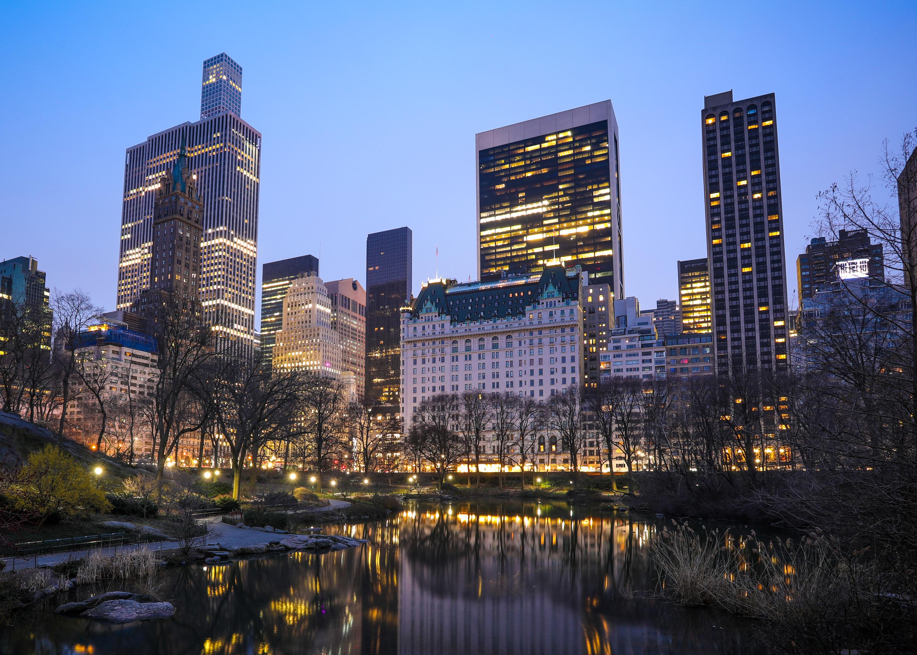 American skyline with park in foreground.