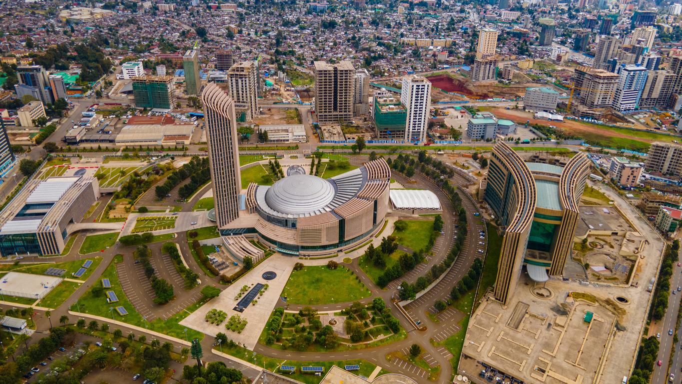 Aerial view of the African Union headquarters in Addis Ababa, Ethiopia