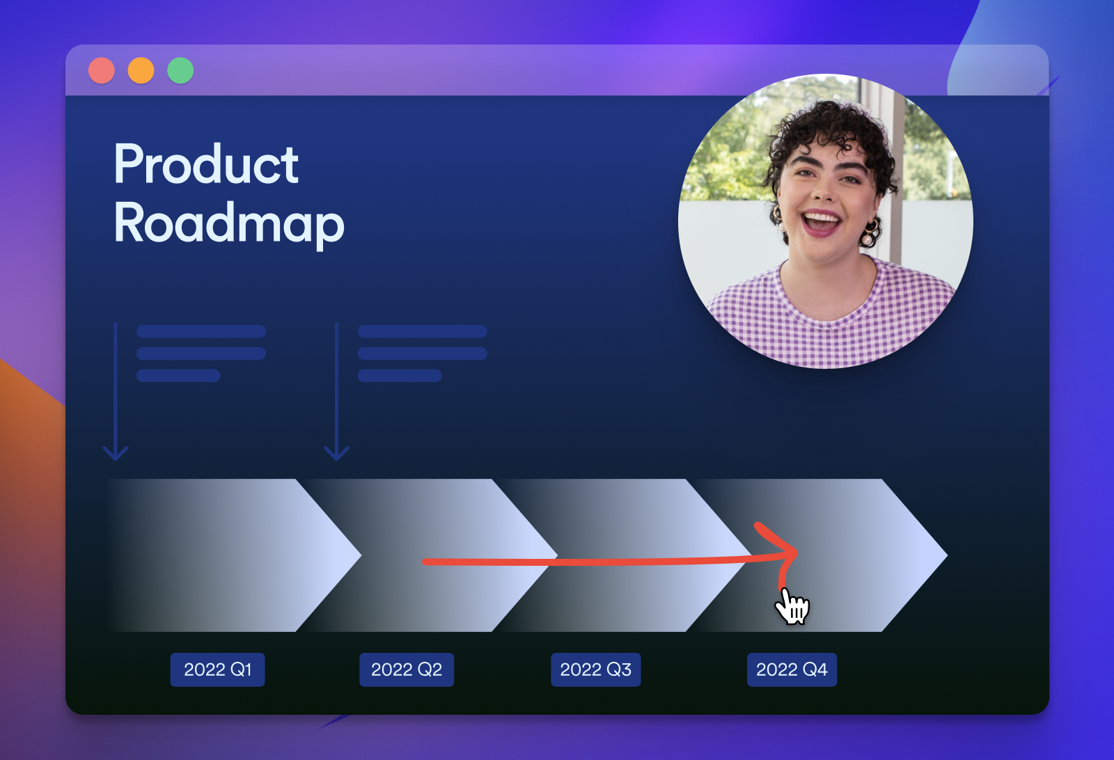 Illustration of the loom chrome screen recorder over a product roadmap demo