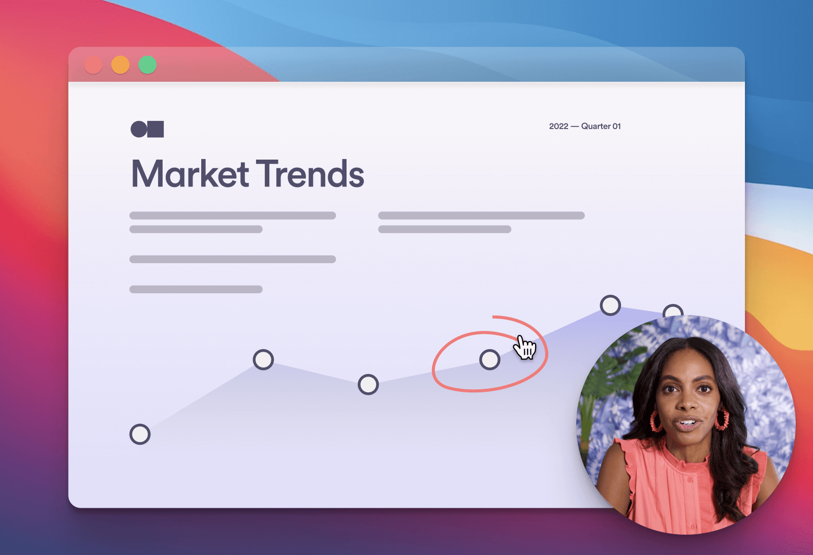 Person presenting loomm with market trends
