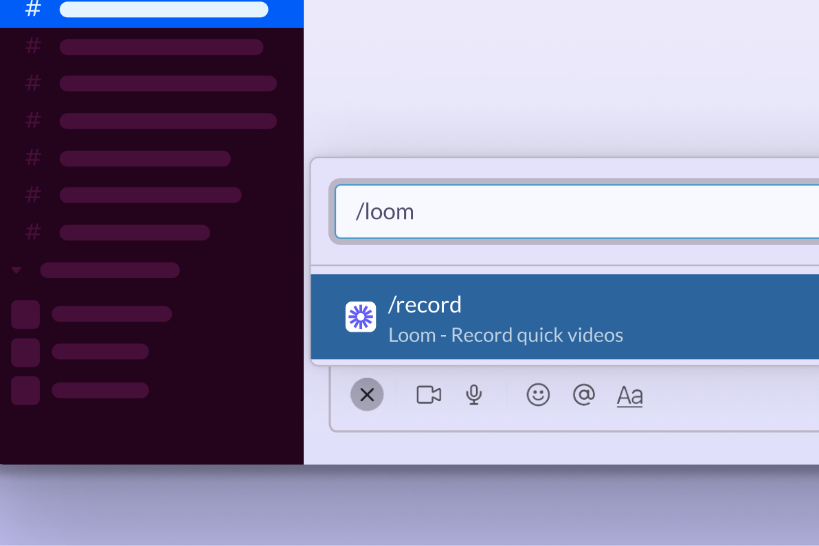 Slack embed with option to record loom with /record shortcut