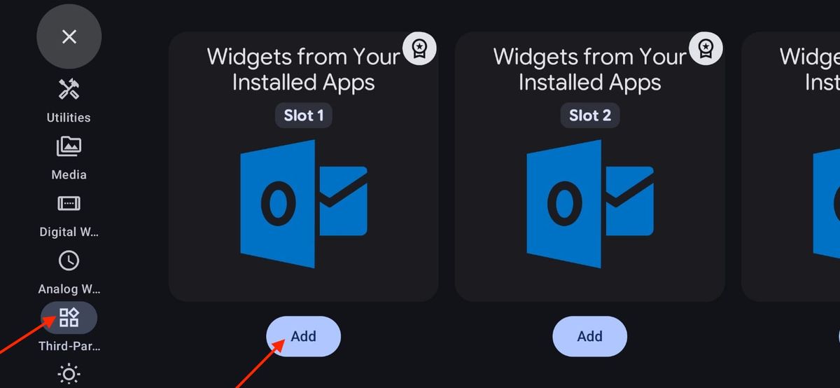 Select Slots for Third-Party Widgets