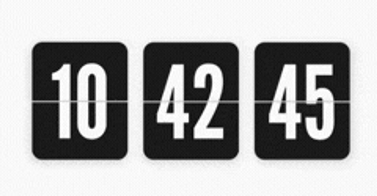 Flip clock with seconds displaying 10:42