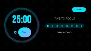 25 minutes of work, a 5-minute short break, and a 15-minute long break