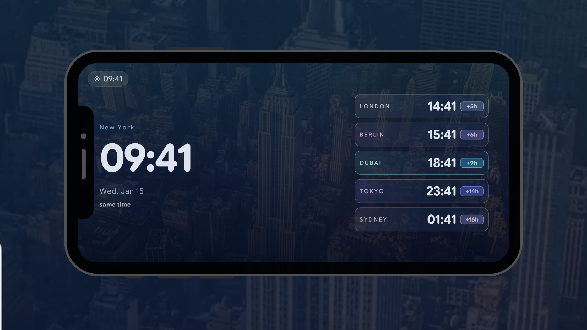 World clock with multiples time zones