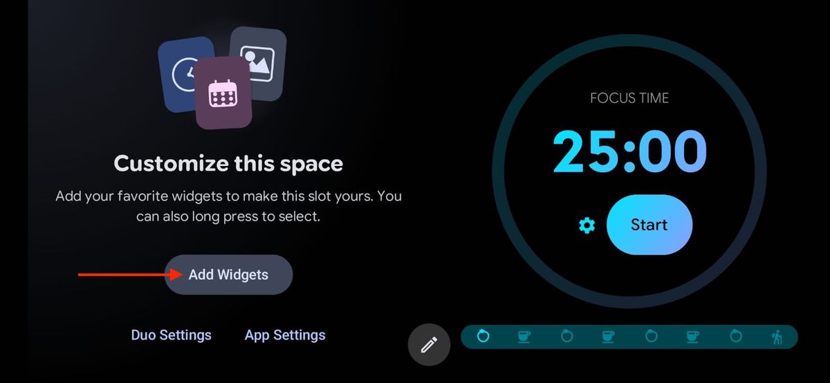 Open the Widget Customization Menu