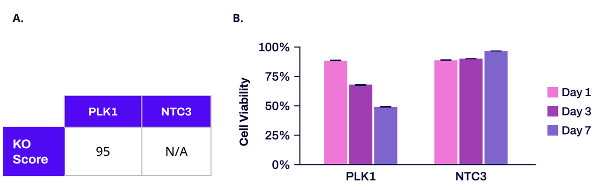 Lethal control knockout score and cell viability