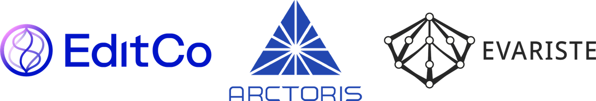 Logos of EditCo, Arctoris and Evariste