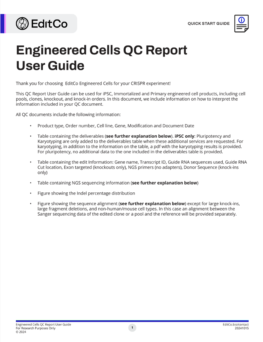 Engineered Cells QC Report User Guide