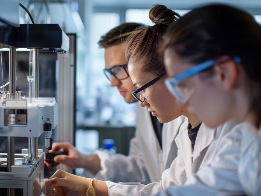 Team of scientists working in a lab