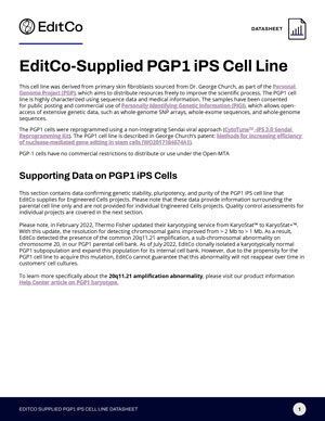 EditCo-Supplied PGP1 iPS Cell Line