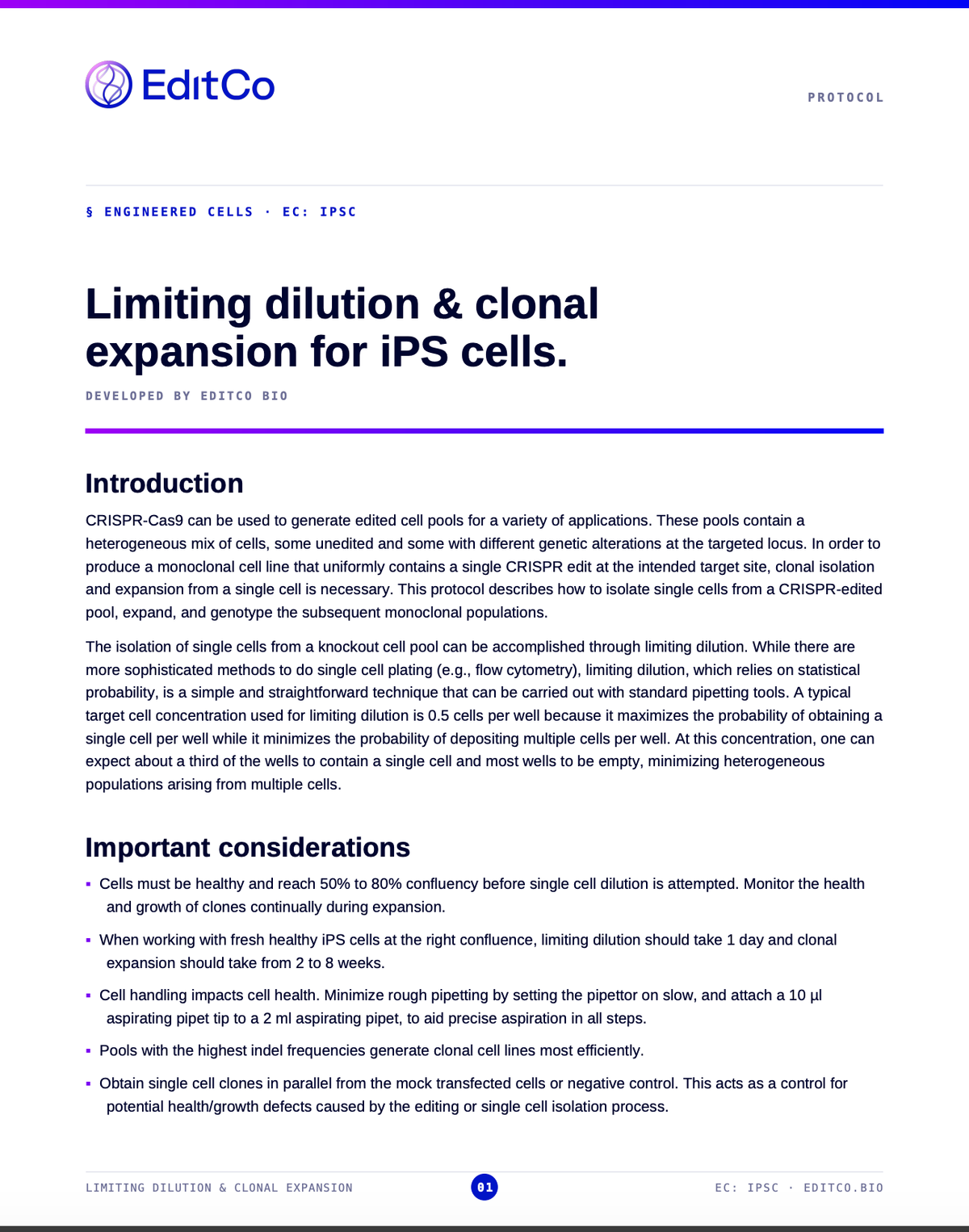 Limiting Dilution & Clonal Expansion Protocol for iPS Cells