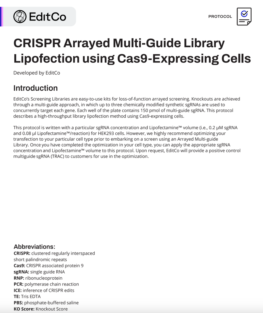 CRISPR Arrayed Multi-Guide Library Lipofection using Cas9-Expressing Cells