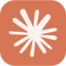 An app icon for Claude AI featuring a stylized, off-white asterisk or starburst symbol with irregular, hand-drawn-style rays radiating from a central point. The symbol is centered on a solid, muted terracotta or coral-colored background with rounded corners, forming a squircle shape.