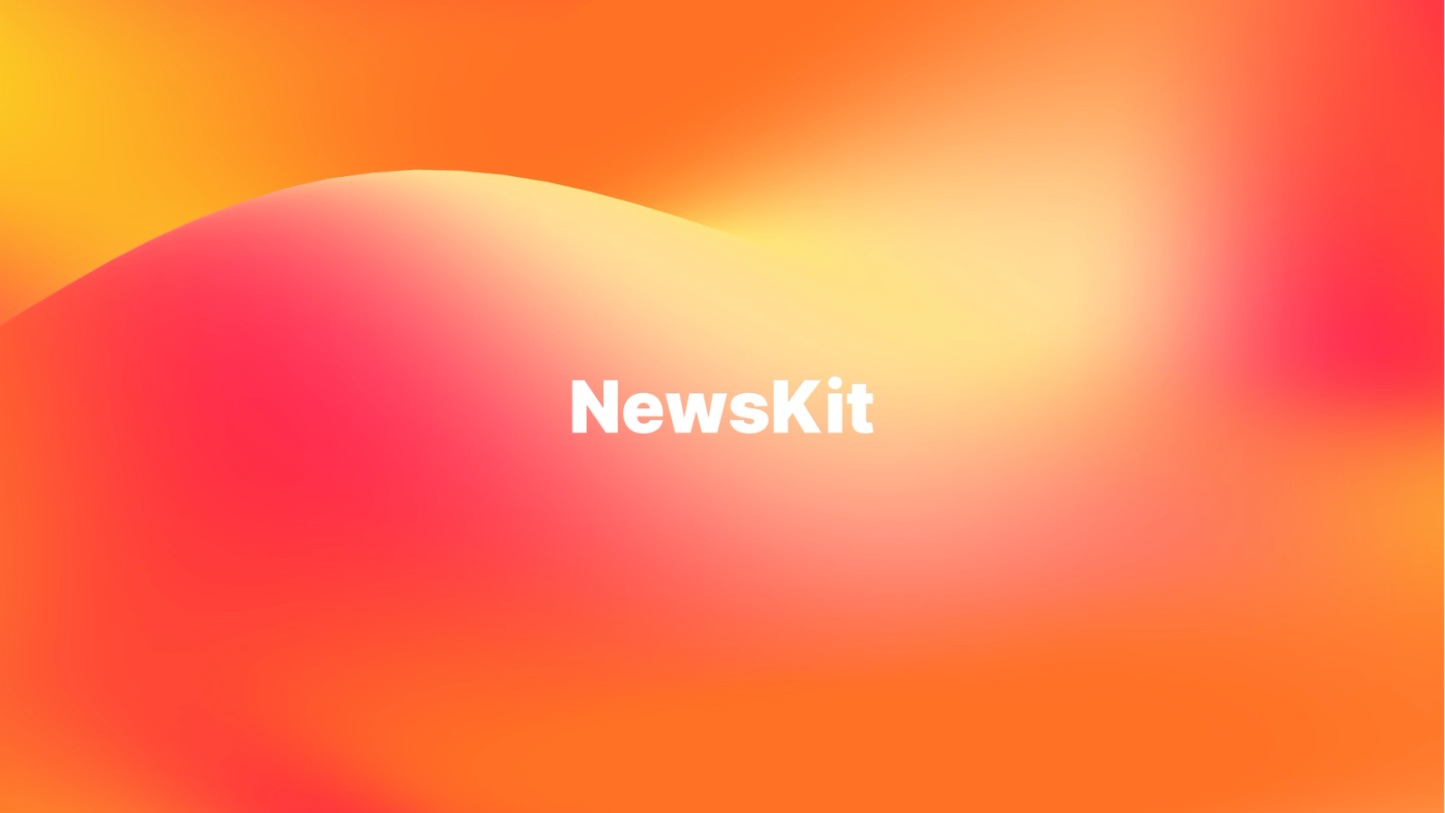 Gradient background with the word “NewsKit” centered in white